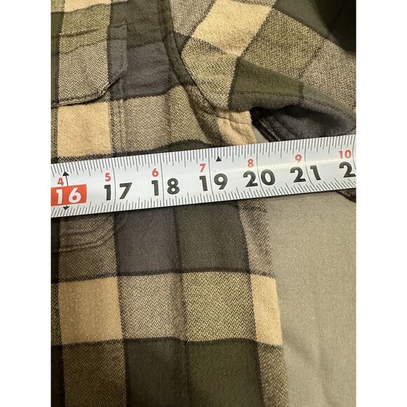 Mens Flannel Shirt Medium Long Sleeve Goodfellow & Co Green Gray Tan - Picture 7 of 11